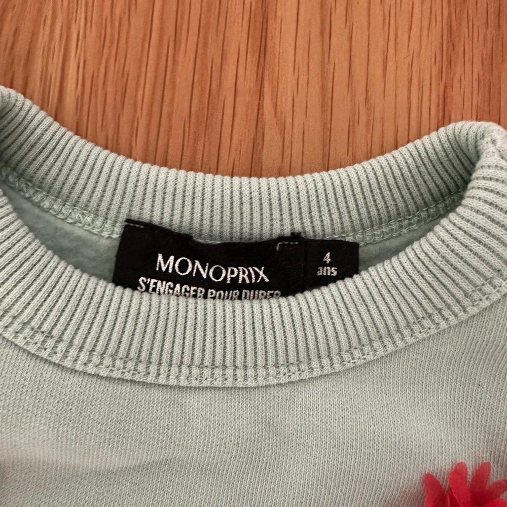 Monoprix (French) Floral Embroidered Sweatshirt 4Y - Picture 3 of 3
